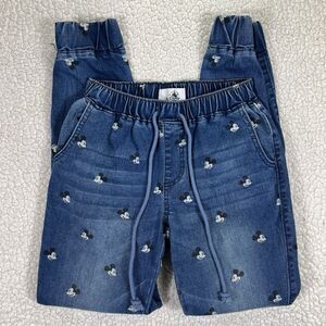 Disney Parks Pants Womens Mickey Mouse Denim Joggers XS Elastic Waist Drawstring